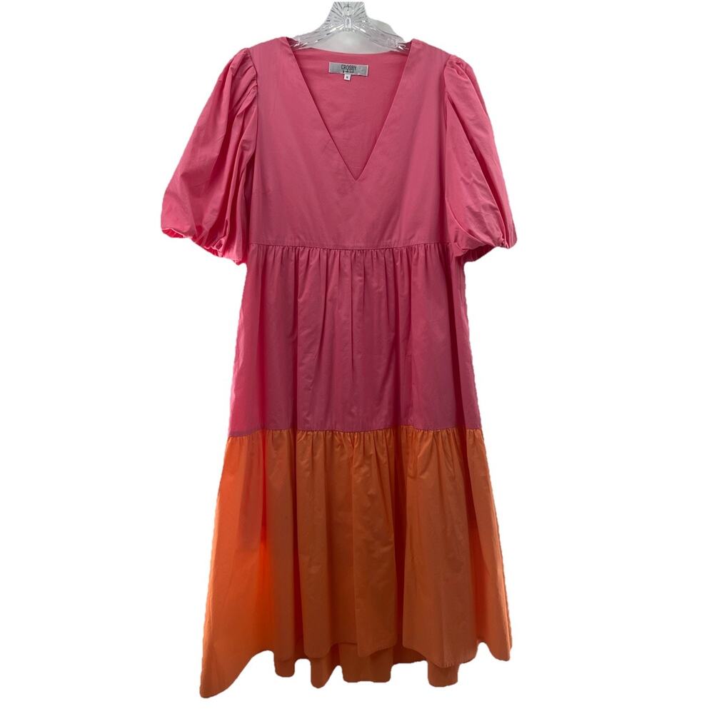 Crosby by Molly Burch Women’s Brawley Dress Pink Bellini Color block Size Medium